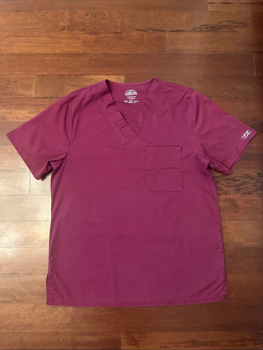 Cherokee Premium Core Stretch Men's V-Neck Scrub Top in Color Wine